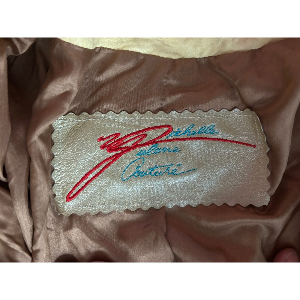 Vtg Michelle Julene Couture Leather Jacket Cowhide Western Beaded Whipstitch S - Picture 3 of 16